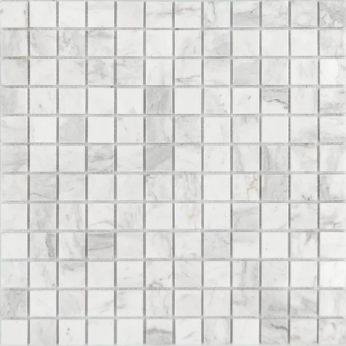 Мозаика из натурального камня Dolomiti bianco POL 23x23x4 Pietrine 4 mm белый серый