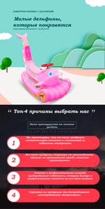 Парковый аттракцион "Электромобиль дельфин", синий