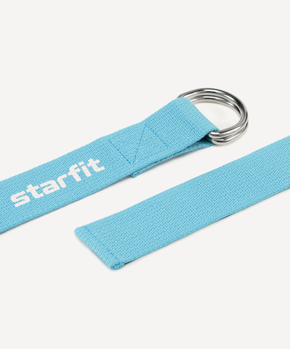 Ремень для йоги YB-100 183 см, хлопок, синий пастель