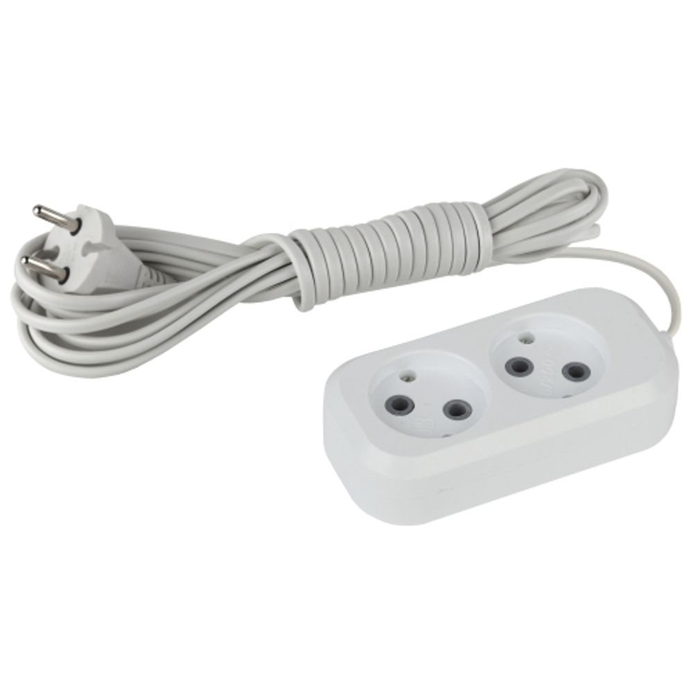 Удлинитель электрический ЭРА UX-2-1,5m без заземления 2 розетки 1,5м ШВВП 2x0,75мм2 6А