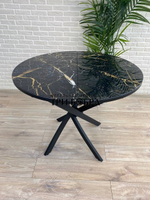 Стол круглый стеклянный "Чёрный мрамор"