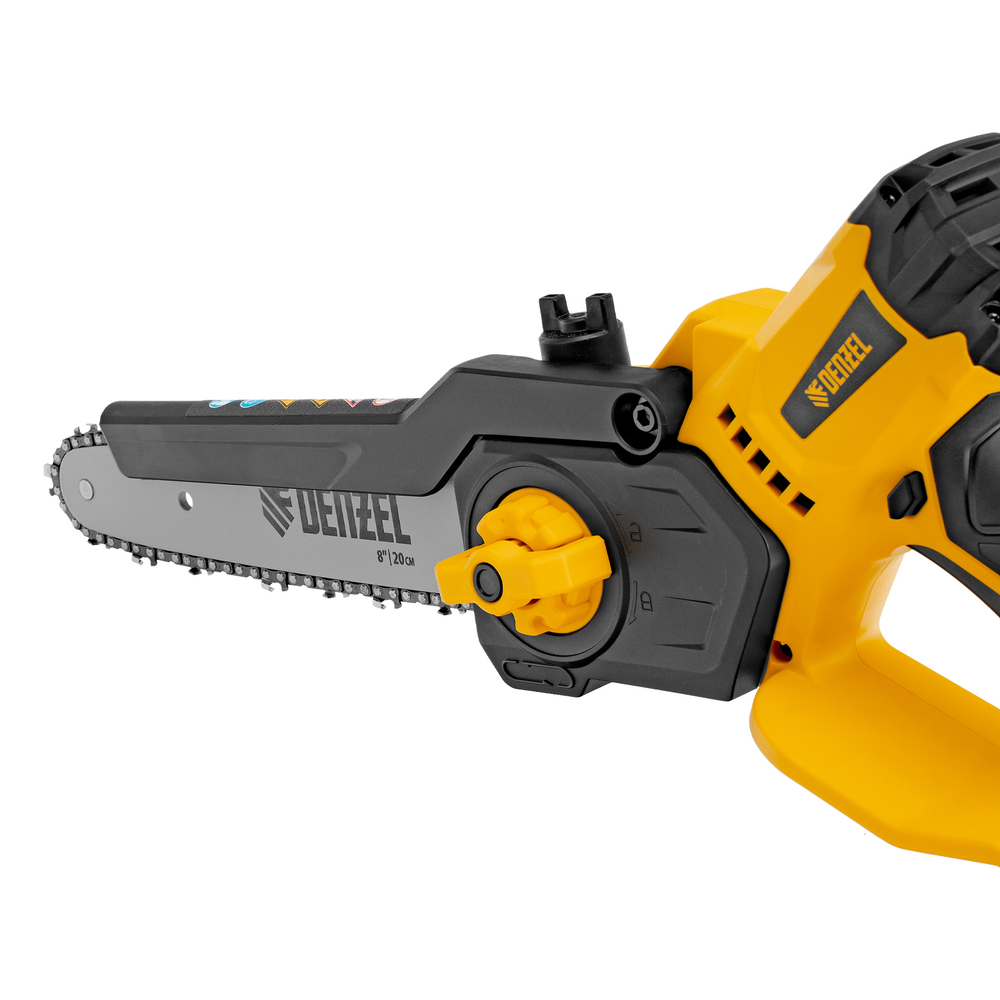 Цепная мини-пила аккумуляторная бесщет., СCS-200BL, шина 200 мм, Li-Ion, 20 В, // Denzel