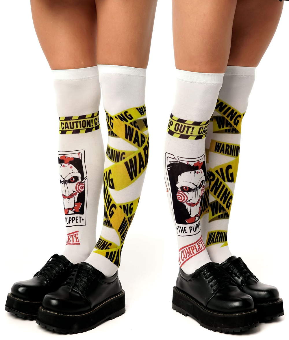 Белые гольфы с принтом по мотивам Пилы (Цвет: белый)