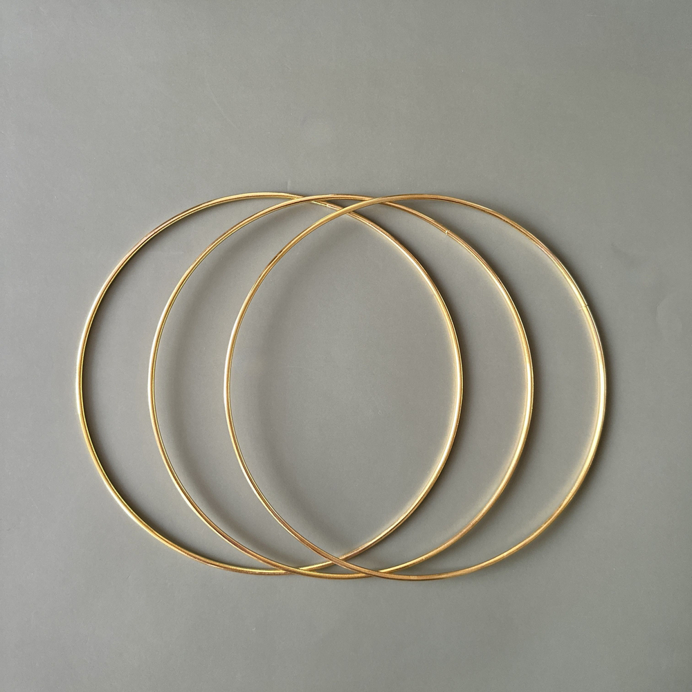Кольца металлические для макраме 20 см 3 штуки в наборе, цвет золотистый, неразъемное / кольцо металлическое основа для рукоделия / основа для ловца снов