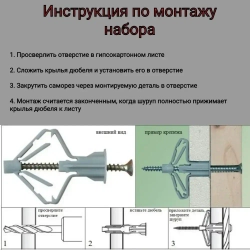 Набор ДЮБЕЛЬ+САМОРЕЗ (Дюбель-бабочка 10*50-20шт., Саморез универсальный 3,5*50-20шт.)