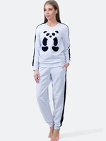 Женский брючный комплект с пандой (Размер: L) (Цвет: серый)