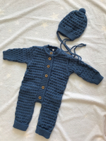 Комплект на выписку вязаный "АйШах" с шапкой и комбинезоном р.24 (Цвет: Черный, Размер: 80)