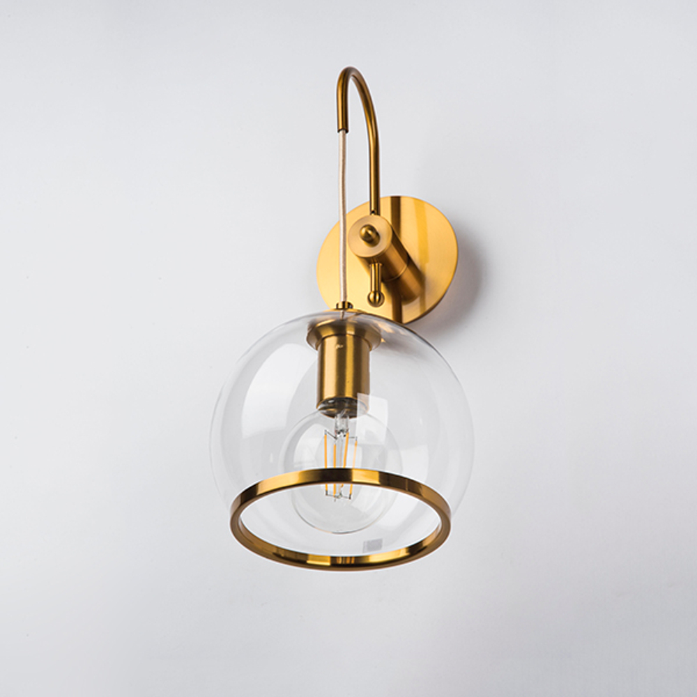 729611 Бра SFERICO 1х40W E27 ЛАТУНЬ/ПРОЗРАЧНЫЙ