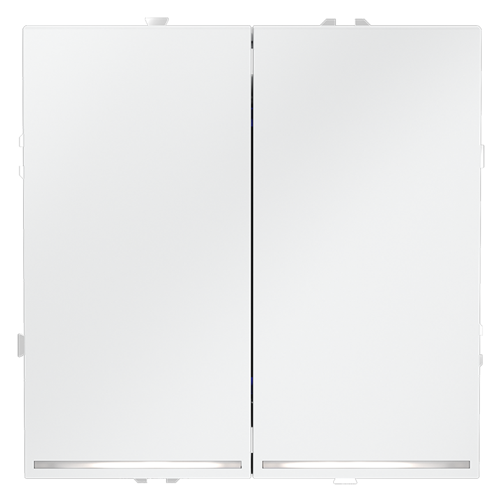 Выключатель встраиваемый VOLTUM S70 двухклавишный с подсветкой 10А, (белый матовый)