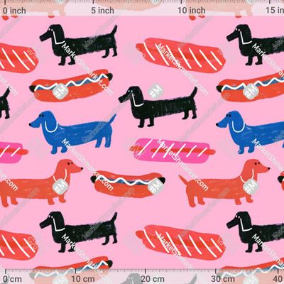 Таксы и хот-доги на розовом by Catmancer 395 DPI