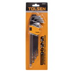 TOLSEN (TT20057) Набор Г-образных Torx, T10H-T50H, длинные, с отверстием, 9 предметов