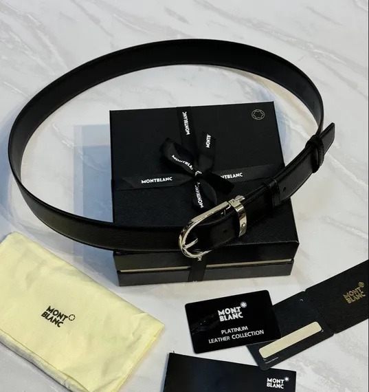Двусторонний ремень Montblanc из кожи черного цвета 35 мм