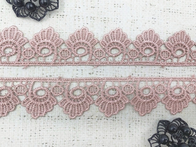 Кружево плетеное, ш. 3 см, пыльная роза