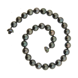 Ожерелье из чёрного морского жемчуга, c Сапфирами и Цаворитами, N0047-0/1