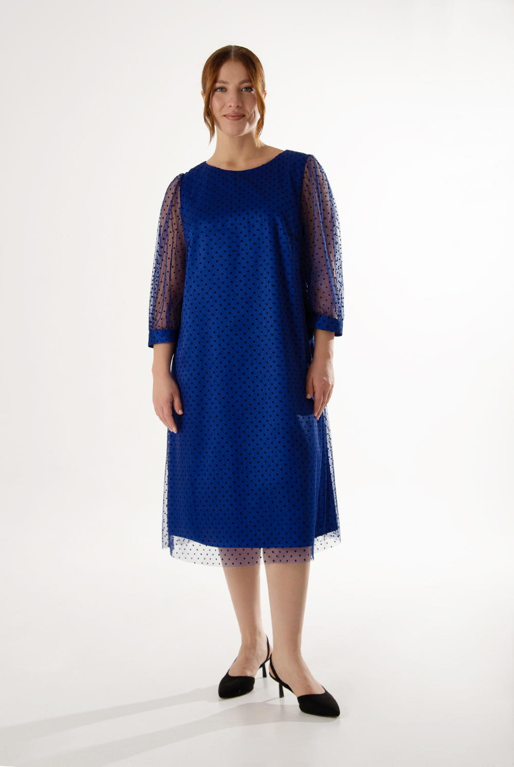 Платье женское 3452зпа, син.горох #60СГ053452зпа