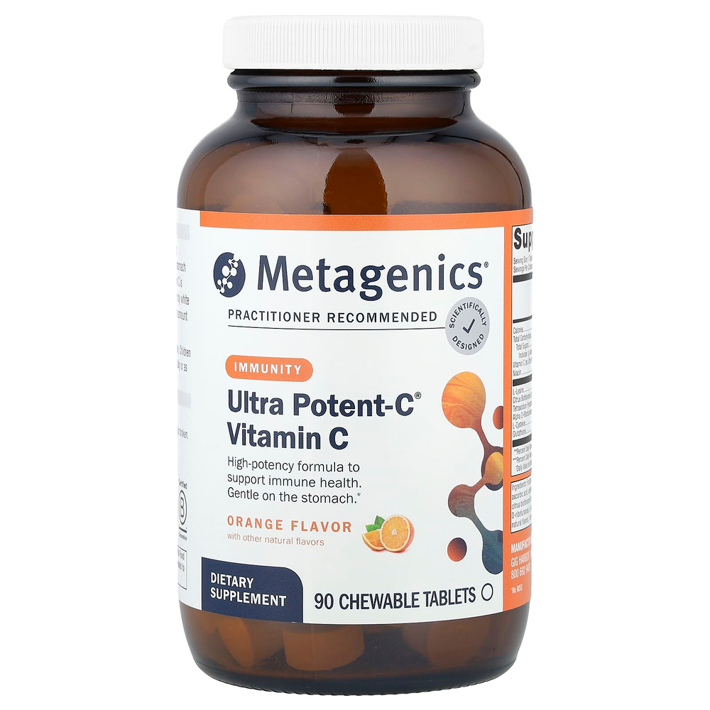 Metagenics, Ultra Potent-C®, витамин C, апельсин, 90 жевательных таблеток