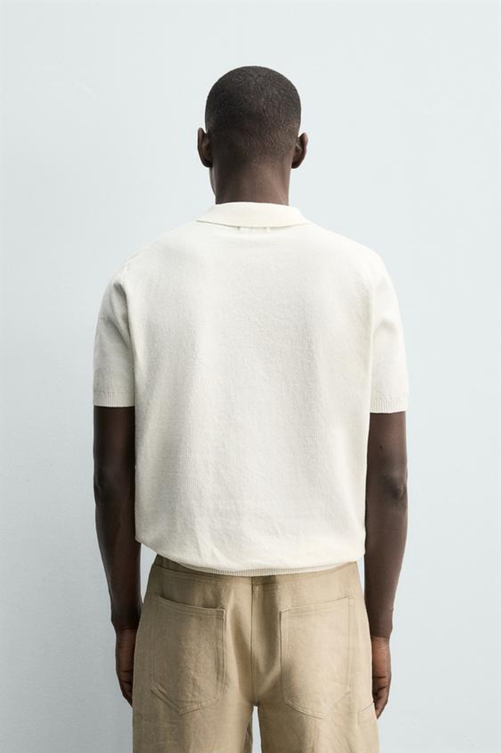 ZARA ТРИКОТАЖНОЕ ПОЛО КЛАССИЧЕСКОГО КРОЯ, БЕЛЫЙ