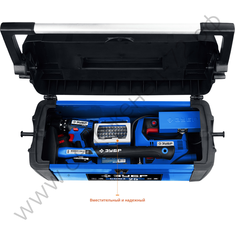 ЗУБР СОЮЗ-25, 640 x 250 x 240 мм, (25″), металлический ящик для инструментов, Профессионал (38151-25)
