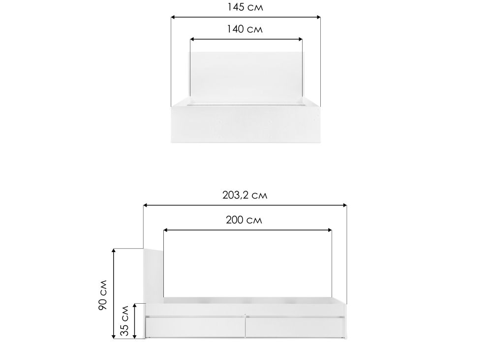 Полутораспальная кровать Мадера 140х200 белый
