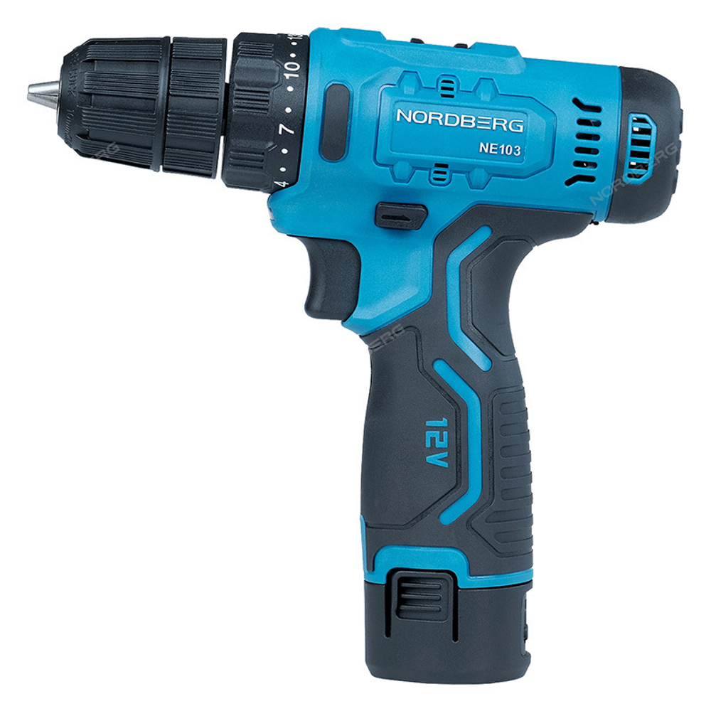 NORDBERG (NE103K) Шуруповерт аккумуляторный макс Ø сверла 10мм, 12В, 30Нм с акк. и зар. уст-вом