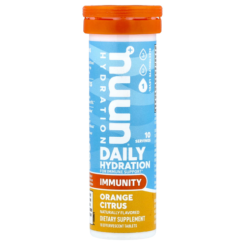 Nuun, Hydration, Immunity, Шипучая добавка для иммунитета, апельсин и цитрус, 10 таблеток