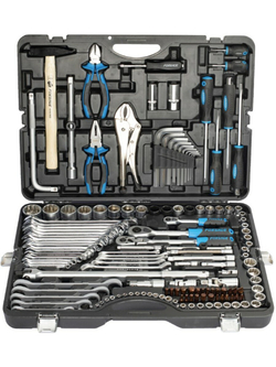 Набор инструментов 142+6пр. 1/4''3/8''1/2''(6-гран.)(4-36мм, 27,30,32,36-12гр.)+(ключи трещоточные:8х10,12х13,14х15,16х17,18х19мм, бокорезы-7'') Forsage F-41421-5 Premium