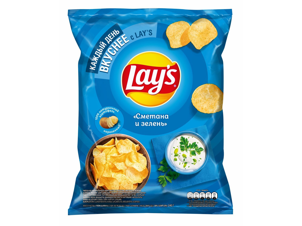 140Г ЧИПСЫ LAYS СМЕТАНА/ЗЕЛЕНЬ