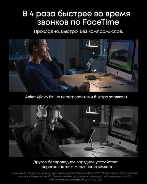 Беспроводная зарядная док-станция Anker Prime 3 в 1 MagGo, AirCool (B25X7) черный (Black Stone)