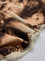 Шерсть плательно-блузочная сливочная с абстрактным коричневым узором