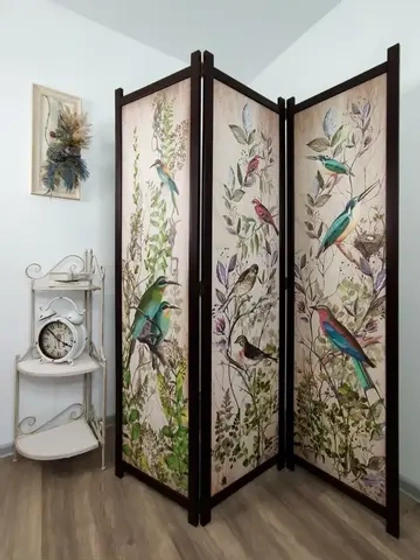 Ширма из массива дерева "Птички" 180см