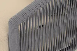 "Верона" диван 3-местный плетеный из роупа, каркас алюминий светло-серый (RAL7035) муар, роуп светло-серый круглый, ткань Mossle светло-бежевая