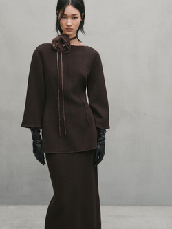 Massimo Dutti Блуза с контрастными деталями, коричневый