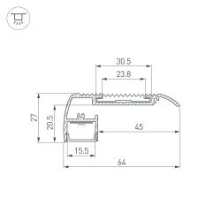 Профиль STAIR-W65-2000 ANOD BLACK (Arlight, Алюминий) 045663
