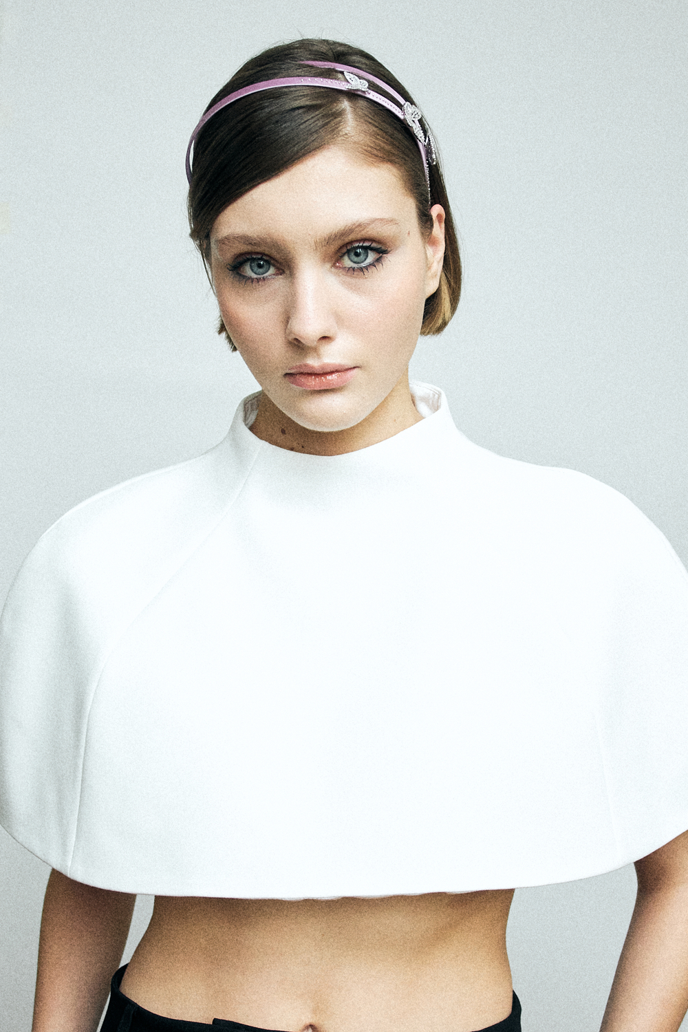 Двойной ободок сиреневый с бабочкамии