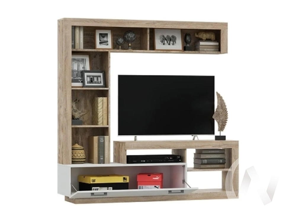 Центральная секция Гостиная Ангара (сонома/белый глянец холодный)