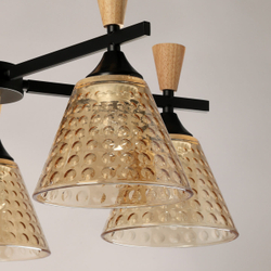 Люстра потолочная De City Dela, 5 ламп, 300Вт, 15 м2, черный