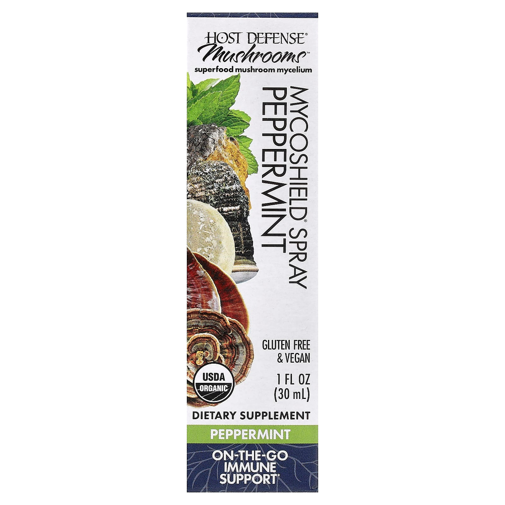 Host Defense, Mushrooms, MycoShield®, спрей, перечная мята, 30 мл (1 жидк. унция)