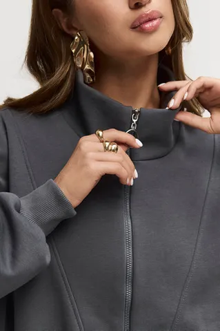 Олимпийка на молнии из премиум футера цвета антрацит