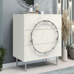 Комод Арт Колор leaves с 3-мя ящиками Стайл Сильвер Белый опал