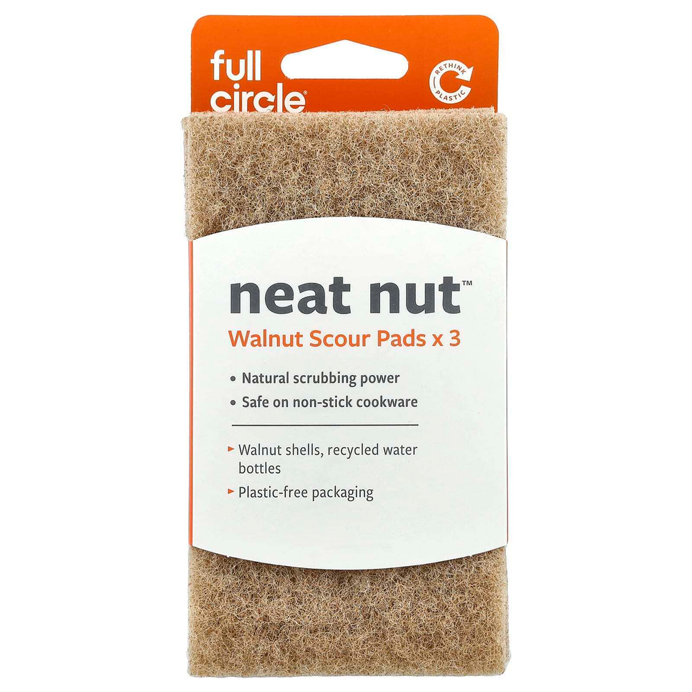 Full Circle, Neat Nut, хозяйственные губки из скорлупы грецкого ореха, 3 шт.