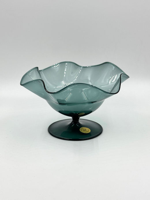 Вазочка/конфетница из тёмно-зелёного стекла, Лауша