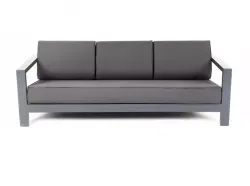 "Гранада" диван 3-местный, каркас алюминий темно-серый (RAL7024) муар, ткань темно-серая 027