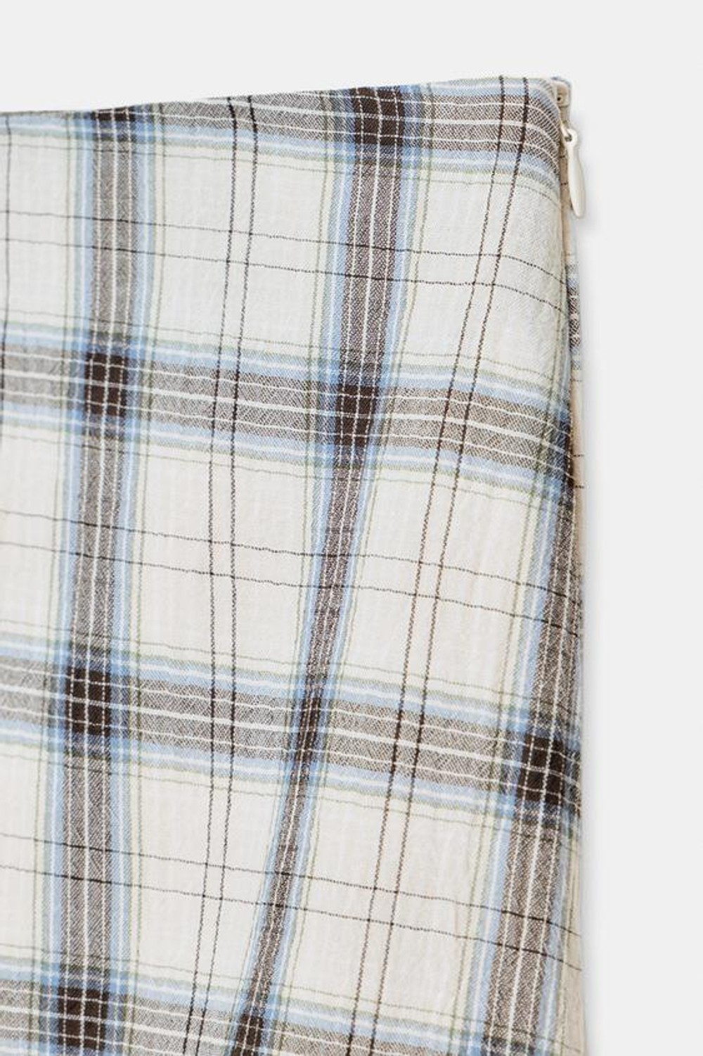 ZARA ЮБКА В КЛЕТКУ АСИММЕТРИЧНОГО КРОЯ, ЭКРЮ/СИНИЙ