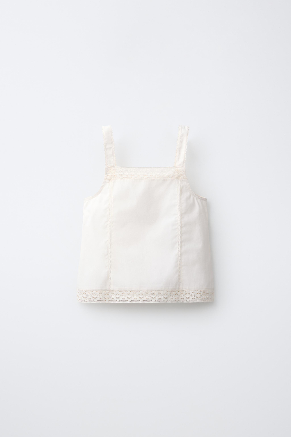 ZARA ПИЖАМА С КРУЖЕВНЫМИ БРЕТЕЛЯМИ, ЭКРЮ