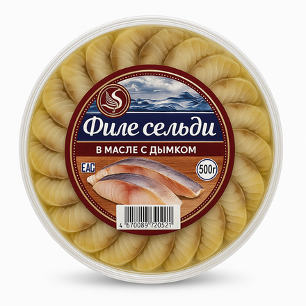 Сельдь филе Рыбзавод в масле с дымком 500 гр