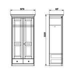 Шкаф для одежды 108х62х222, Боцен, распашной, 2 двери 1 ящик, со штангой и полкой, массив сосны, белый воск, Dipriz