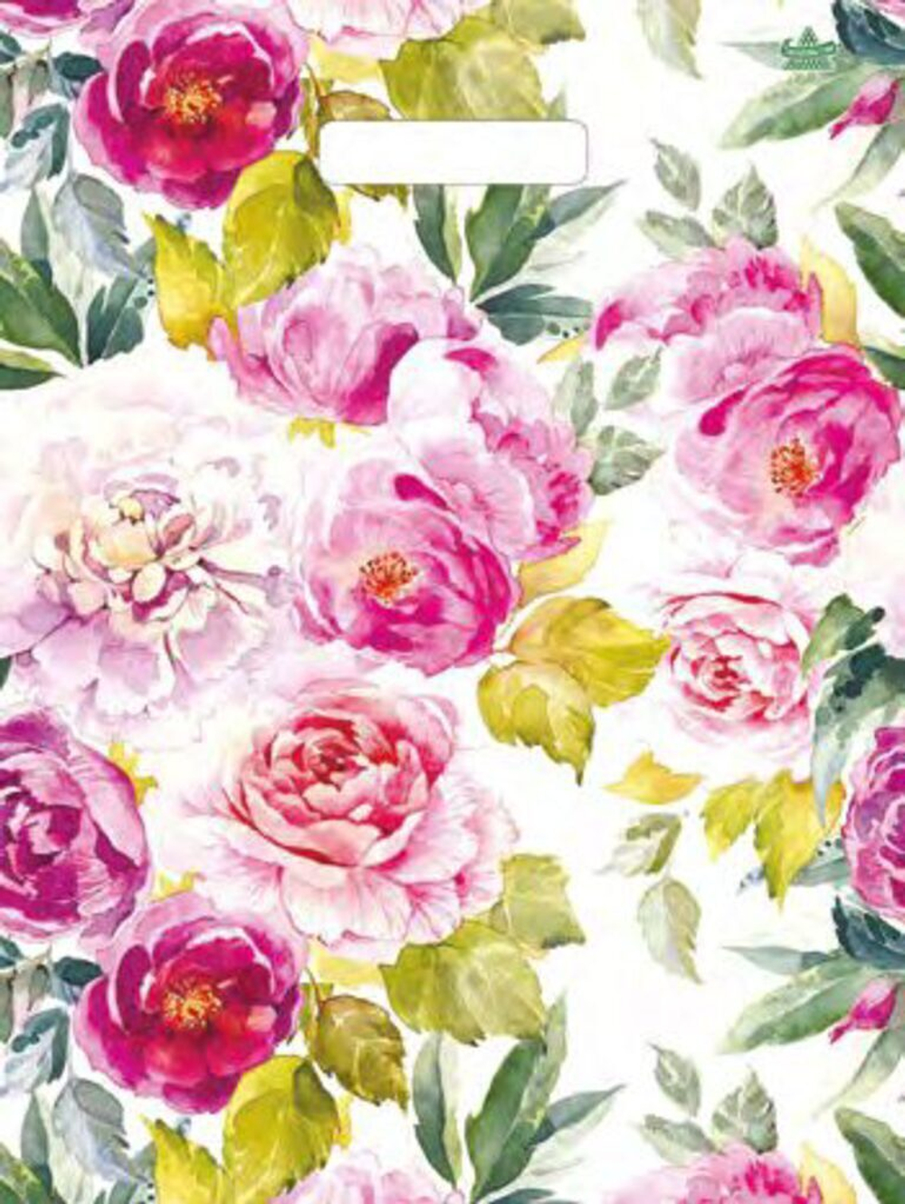 Пакет 40*31см (30мк) с вырубной укрепл. ручкой "Акварельные пионы" ПВД