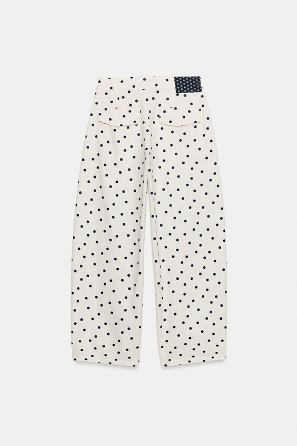 ZARA БРЮКИ BARREL В ГОРОШЕК, СИНИЙ/БЕЛЫЙ