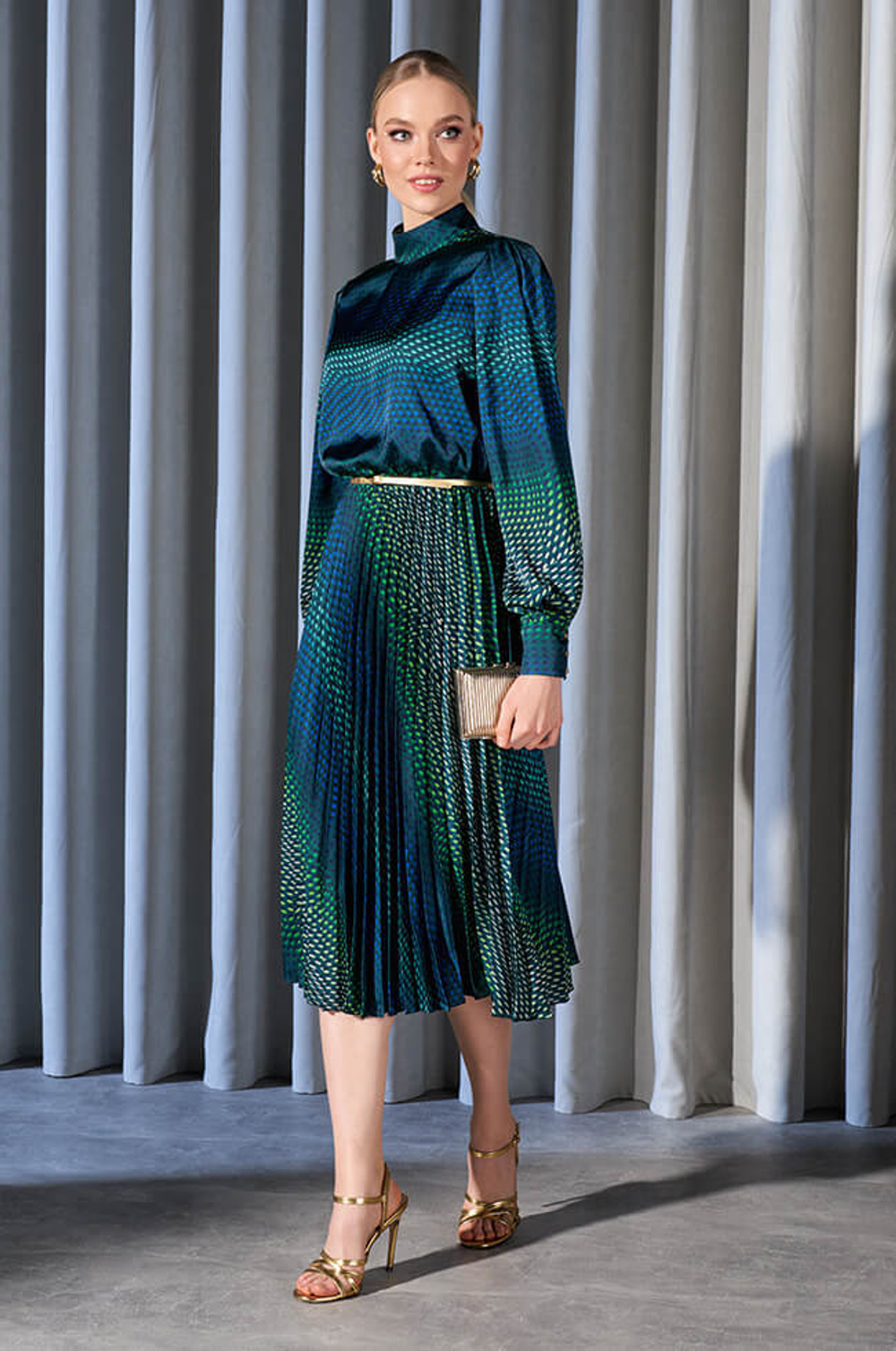 51518 Платье женское (сине-зеленый принт)