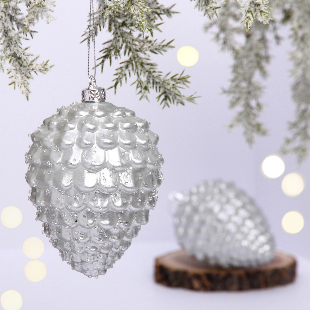 Ёлочные игрушки VERSAILLES «Лесные шишки» 13*8 см (набор 2 шт), Серебро